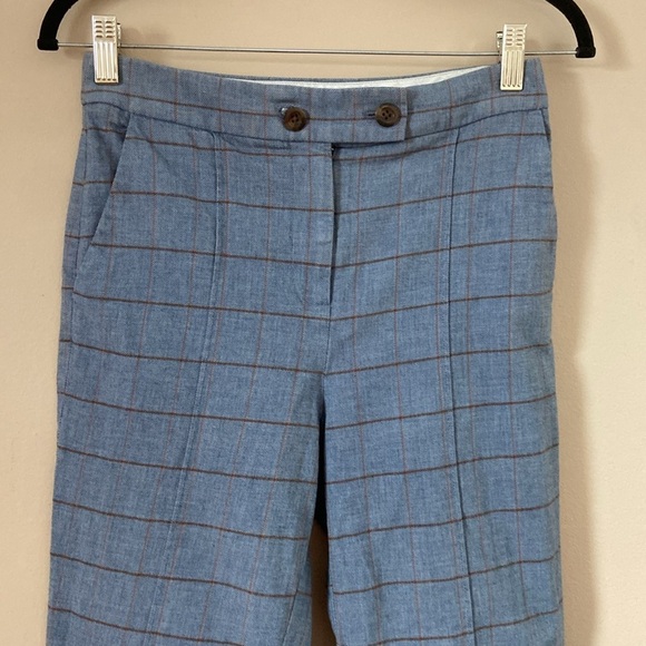 Rebecca Taylor- Windowpane High Rise Crop Twill Pants - Picture 8 of 13